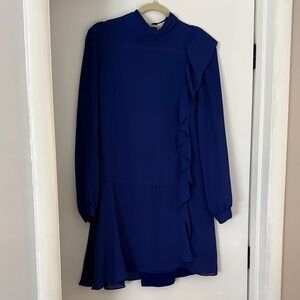 Elegant Royal Blue Mini Dress with Ruffle Detail